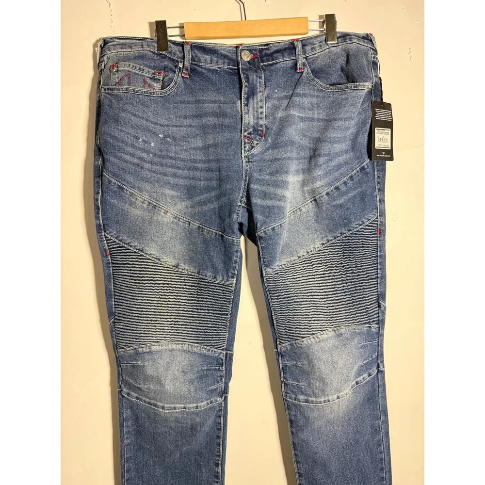 True Religion Rocco Moto Skinny Jeans Mens 38 Medium Spiced Orchard Wash NWT